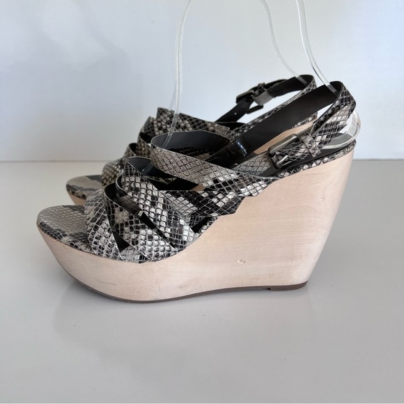 Dknyc Nikki Reptile Leather Platform Wedge Shoes - Picture 4 of 11